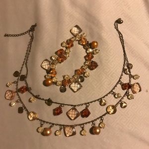 Amber beaded bracelet and necklace